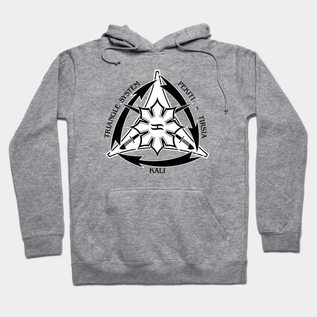 Triangle System with Swords and Black Letters Hoodie by DubiousTeeDesigns